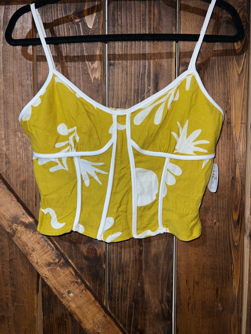High Sierra Yellow Floral Bustier Camisole with White Trim